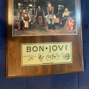 Bon Jovi Signed Plaque with Band Photo